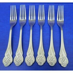6 - Franciscan TALLAHASSEE Satin Stainless 18/8 HOLLAND Flatware DINNER FORKS